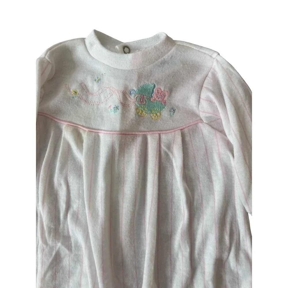 VTG Little Me 12-17lbs 3-6‎ months pink white sleeper usa made infant girl
